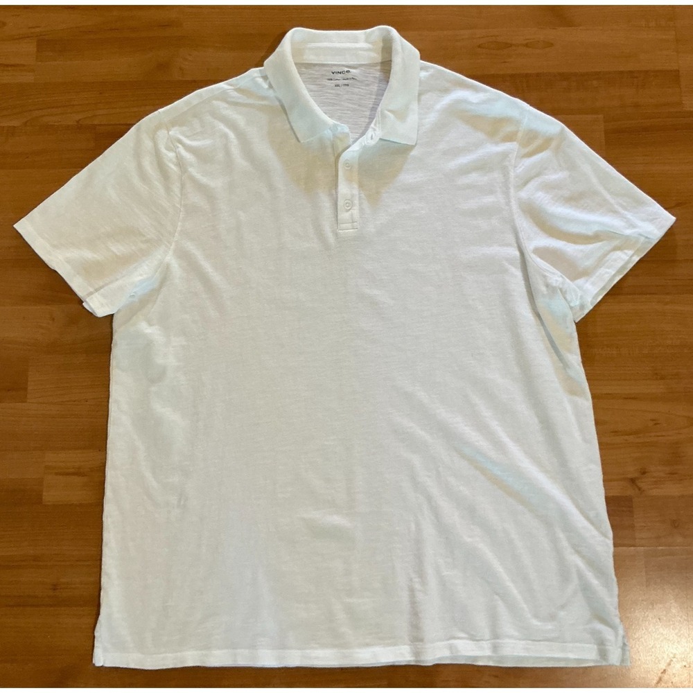 Vince Polo Shirt Mens XXL White 100% Cotton Short Sleeve Luxury Casual Peru